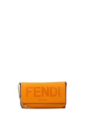 Fendi Crossbody Bag Women Leather Orange