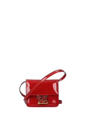 Fendi Crossbody Bag karligraphy Women Patent Leather Red