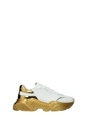 Dolce&Gabbana Sneakers Damen Leder Weiß Gold