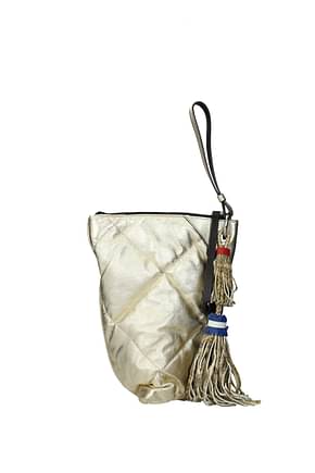 Moncler Clutches twisted Women Leather Gold