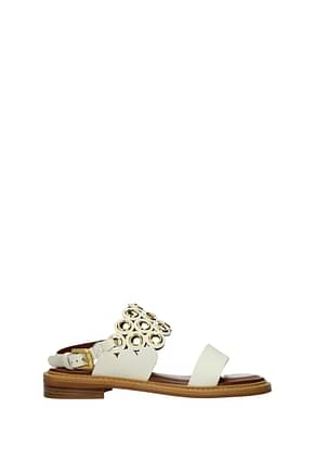 See by Chloé Sandals Women Leather Beige Cream