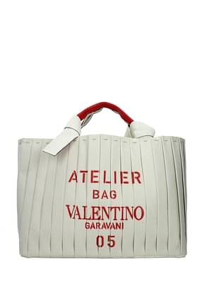 Valentino Garavani 手袋 atelier bag 05 plissè edition 女士 布料 浅灰色 红色