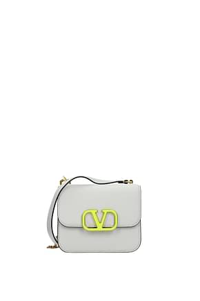 Valentino Garavani Crossbody Bag vsling Women Leather White Fluo Yellow