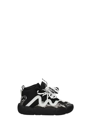 Off-White Sneakers Femme Tissu Noir Beige