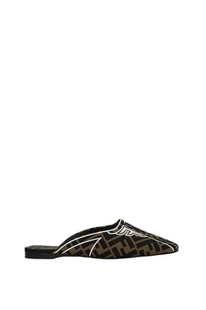 Fendi Slippers and clogs Women Fabric  Brown Tobacco