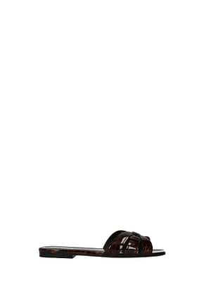 Saint Laurent Slippers and clogs Women Patent Leather Brown Leopard
