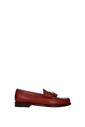 Celine Loafers Women Leather Red Brick