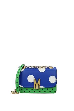 Moschino Shoulder bags Women Leather Green Electric Blue