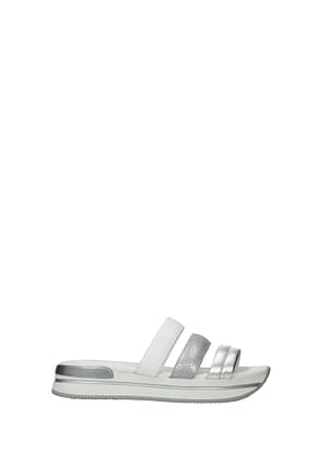 Hogan Slippers and clogs Women Leather Silver White