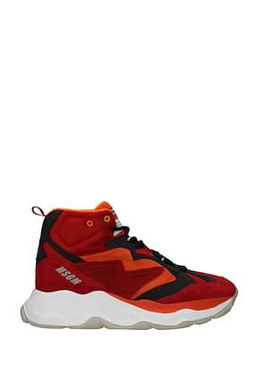 MSGM Sneakers Uomo Camoscio Rosso Rosso Scuro