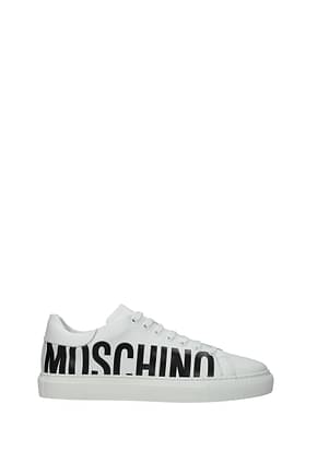 Moschino أحذية رياضية رجال جلد أبيض أسود