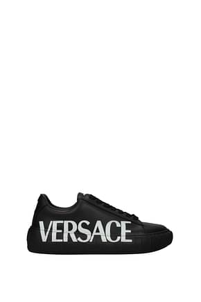 Versace स्नीकर्स महिलाओं चमड़ा काली सफेद