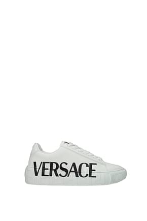 Versace Sneakers Femme Cuir Blanc Noir