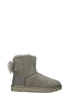 UGG Ankle boots fluff bow Women Suede Gray Pastel Grey