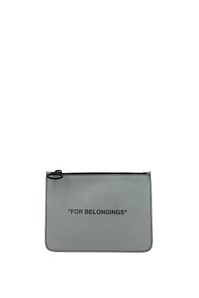 Off-White Clutches Men Leather Silver
