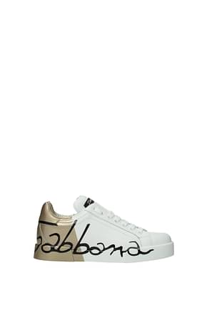 Dolce&Gabbana Sneakers Femme Cuir Blanc Platine