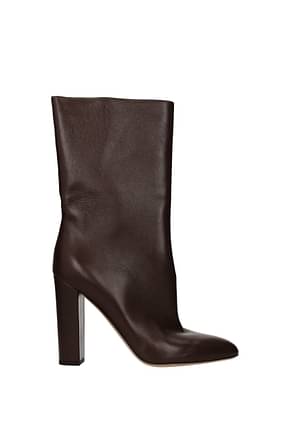 Valentino Garavani Boots Women Leather Brown Dark Chocolate