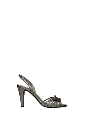Valentino Garavani Sandals Women Leather Silver Dark Silver
