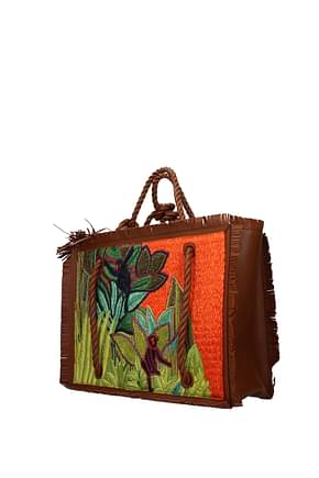 Valentino Garavani Handbags Women Leather Brown Multicolor