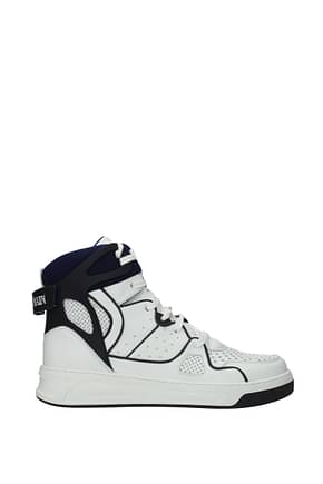 Balmain Sneakers Uomo Pelle Bianco Blu Notte