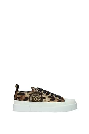 Dolce&Gabbana Sneakers Damen Stoff Braun Leopard