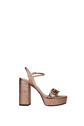 Gucci Sandals Women Leather Pink Salmon