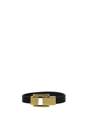 Saint Laurent Bracelets Femme Cuir Noir Or