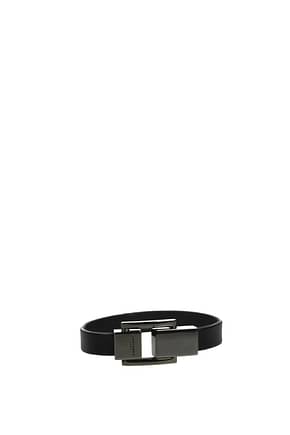 Saint Laurent Bracelets Women Leather Black Ruthenium