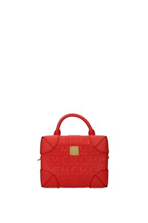 MCM Handbags Women Leather Red Bright Red