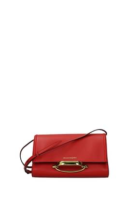 Alexander McQueen Crossbody Bag Women Leather Red Lipstick