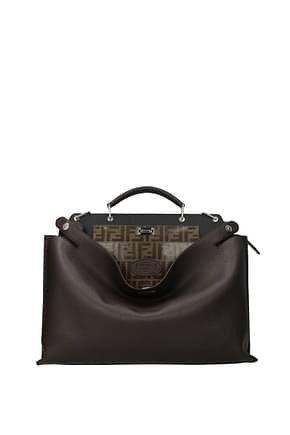 Fendi Handbags peekaboo essential Men Leather Brown Ebony