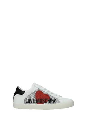 Love Moschino أحذية رياضية نساء جلد أبيض