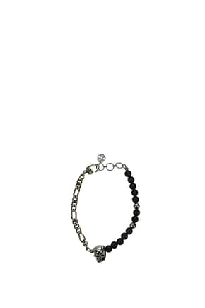 Alexander McQueen Bracelets beads e skull Men Brass Black Silver