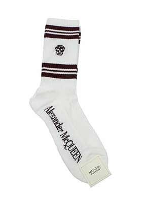 Alexander McQueen Socks Men Cotton White Aubergine