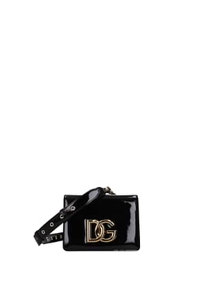 Dolce&Gabbana कंधे पर आड़ा पहने जाने वाला बस्ता 3.5 महिलाओं पेटेंट लैदर काली