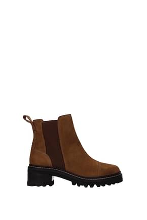 See by Chloé Ankle boots Women Suede Brown Tobacco