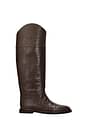Fendi Boots Women Leather Brown Mud