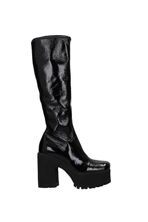 Miu Miu Boots Women Patent Leather Black