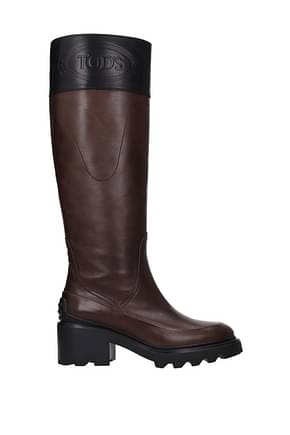 Tod's Boots Women Leather Brown Black