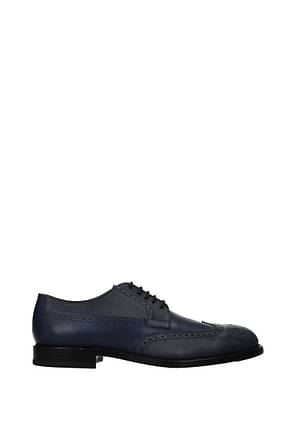 Tod's Lace up and Monkstrap Men Leather Blue Sea Blue