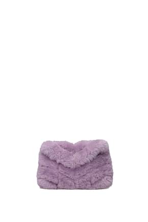 Saint Laurent Clutches puffy Women Fur  Violet Lilac