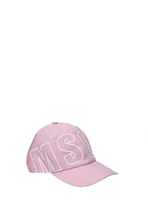 MSGM القبعات نساء قطن لون القرنفل أبيض