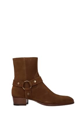 Saint Laurent Ankle Boot Men Suede Brown Hickory