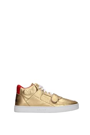 Celine Sneakers Men Leather Gold Red