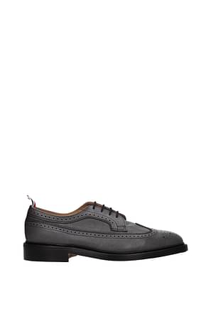 Thom Browne Lace up and Monkstrap Men Leather Gray Dark Grey