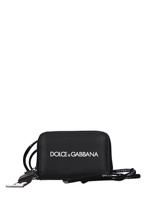 Dolce&Gabbana حاملات عملات معدنية رجال جلد أسود
