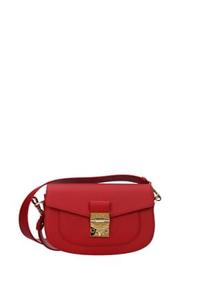 MCM Crossbody Bag Women Leather Red Ruby