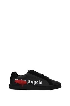 Palm Angels Sneakers Women Leather Black Red