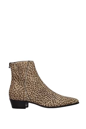 Celine Ankle Boot jacno leopard Men Pony Skin Beige