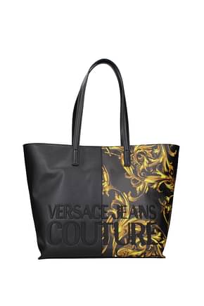 Versace Jeans Borse a Spalla couture Donna Poliuretano Nero Oro